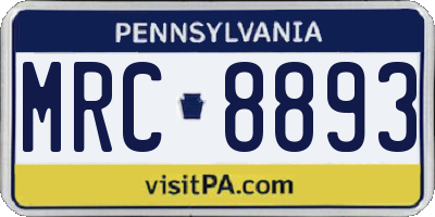 PA license plate MRC8893