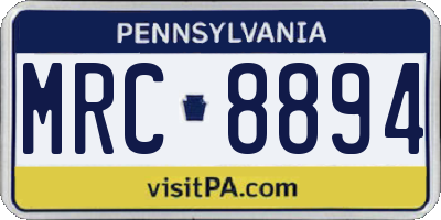 PA license plate MRC8894