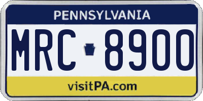 PA license plate MRC8900