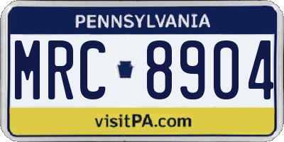 PA license plate MRC8904