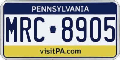 PA license plate MRC8905