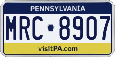 PA license plate MRC8907