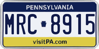 PA license plate MRC8915