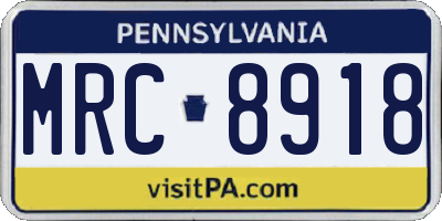 PA license plate MRC8918