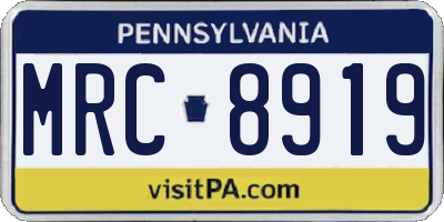 PA license plate MRC8919