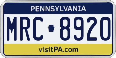 PA license plate MRC8920