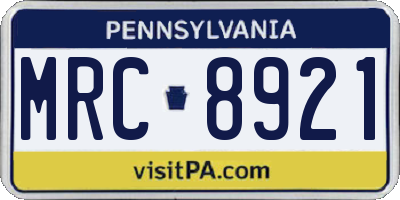 PA license plate MRC8921