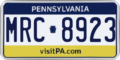 PA license plate MRC8923