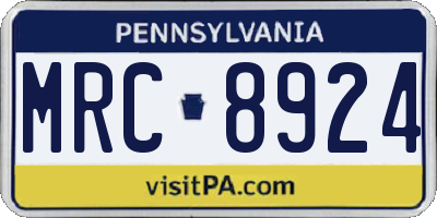 PA license plate MRC8924
