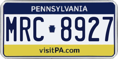 PA license plate MRC8927