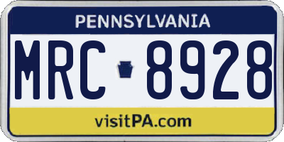 PA license plate MRC8928