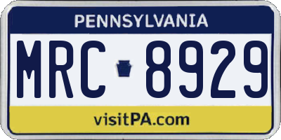 PA license plate MRC8929