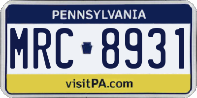 PA license plate MRC8931