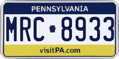 PA license plate MRC8933