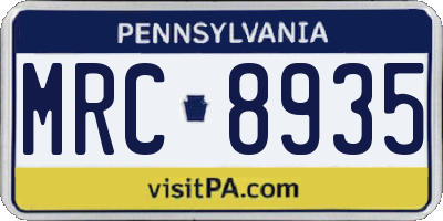 PA license plate MRC8935
