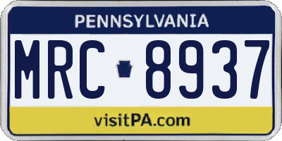 PA license plate MRC8937