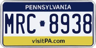 PA license plate MRC8938