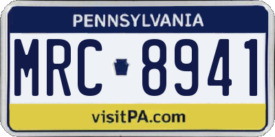 PA license plate MRC8941