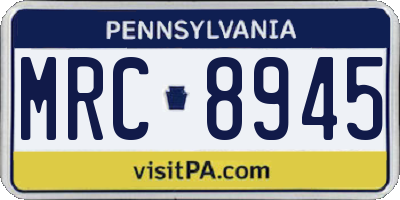 PA license plate MRC8945