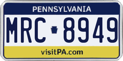 PA license plate MRC8949