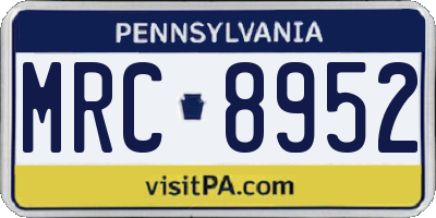 PA license plate MRC8952