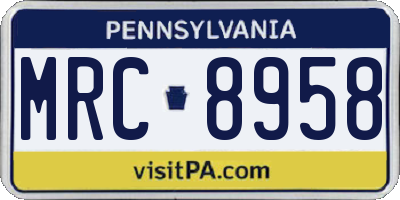 PA license plate MRC8958