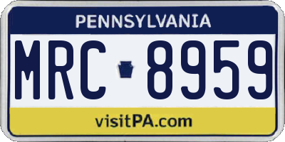 PA license plate MRC8959