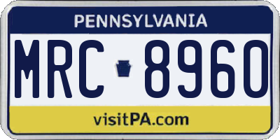PA license plate MRC8960