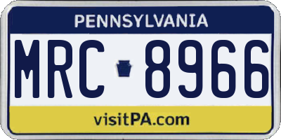PA license plate MRC8966