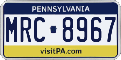 PA license plate MRC8967