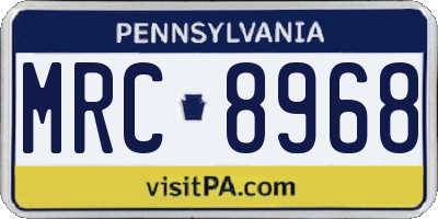 PA license plate MRC8968