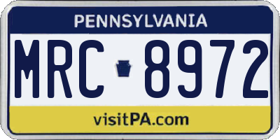 PA license plate MRC8972