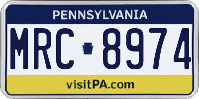 PA license plate MRC8974