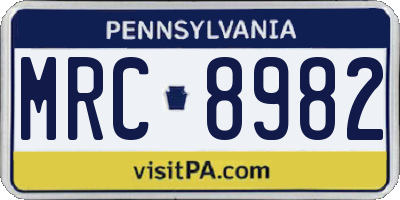 PA license plate MRC8982