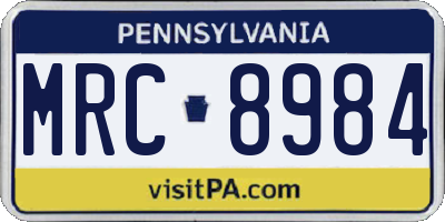PA license plate MRC8984