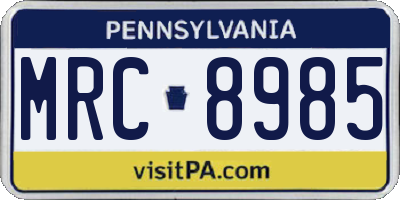 PA license plate MRC8985