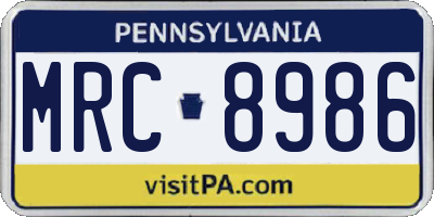 PA license plate MRC8986