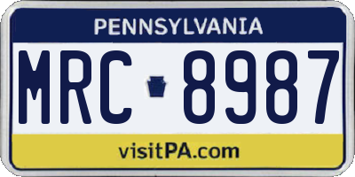 PA license plate MRC8987