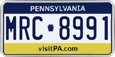 PA license plate MRC8991