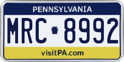 PA license plate MRC8992