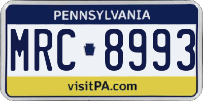 PA license plate MRC8993