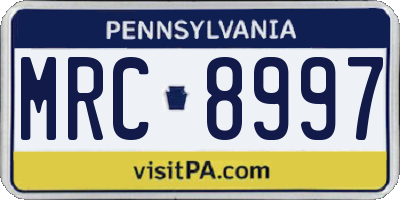 PA license plate MRC8997