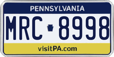 PA license plate MRC8998