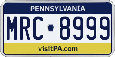PA license plate MRC8999