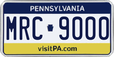 PA license plate MRC9000