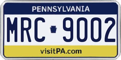 PA license plate MRC9002