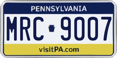 PA license plate MRC9007