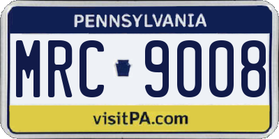 PA license plate MRC9008