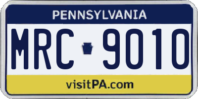 PA license plate MRC9010