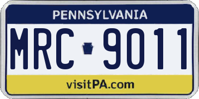 PA license plate MRC9011